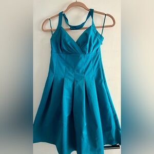 Vintage Moschino Blue Halter Dress sweetheart fit flare sz 4 w pockets